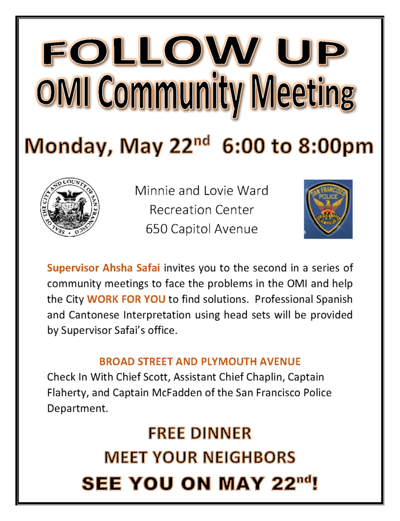 OMI community meeting flyer
