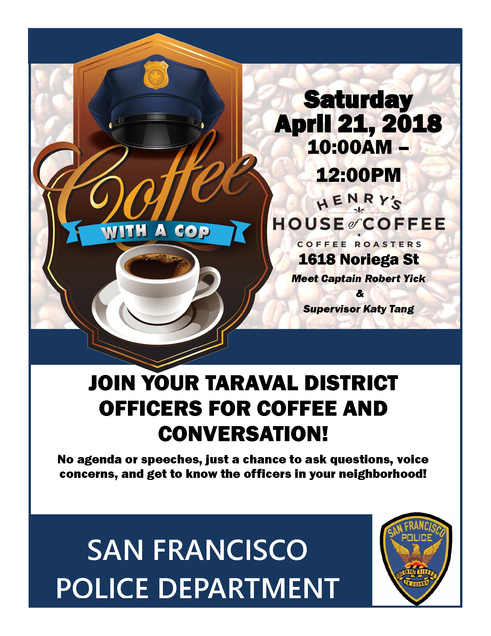 Coffee with a cop flyer Henry House of Coffee